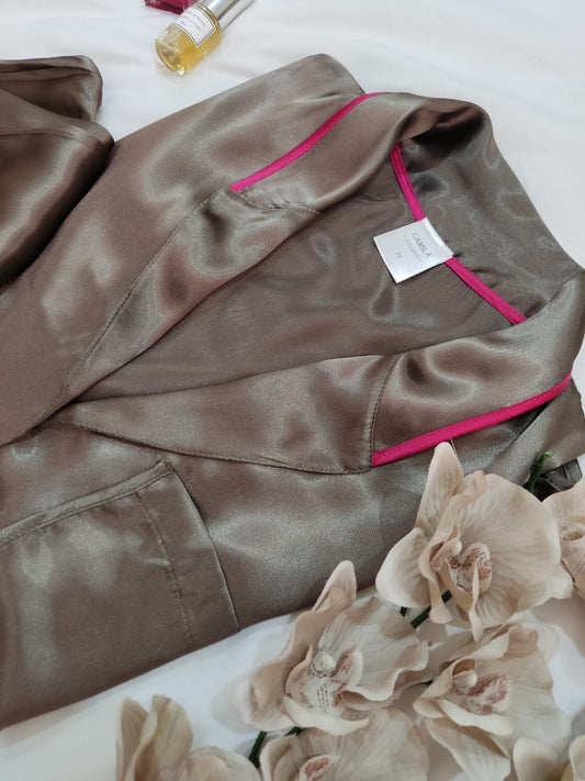 Ensemble pyjamas satin kaki