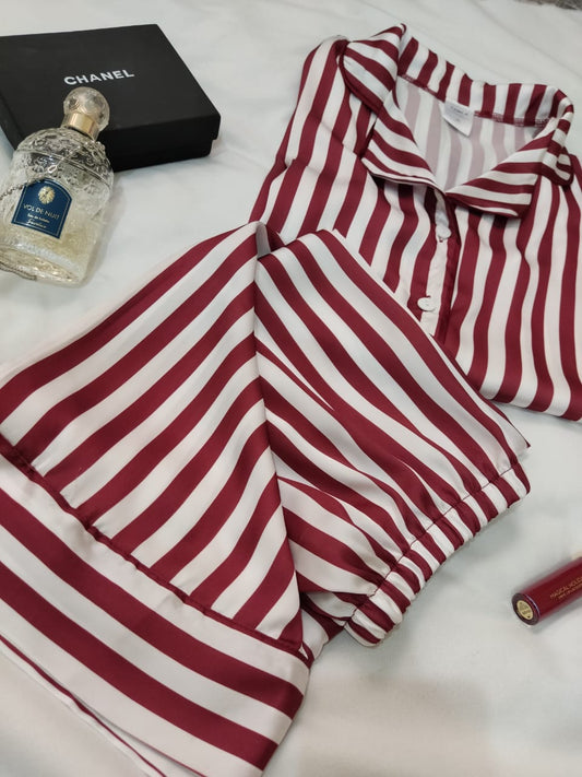 Ensemble pyjamas satin rayé